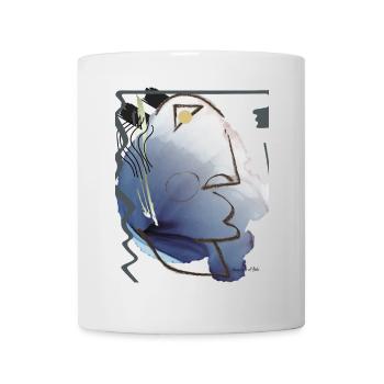 Portrait abstrait à l’aquarelle d’un visage réfléchi - Mug blanc - blanc - Devant