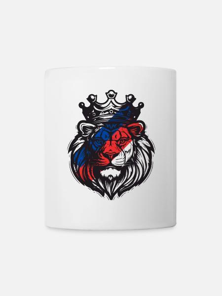 Lion lyonnais couronné aux couleurs de l’OL - Mug blanc - blanc