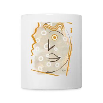 Portrait abstrait avec des cercles et des lignes - Mug blanc - blanc - Devant