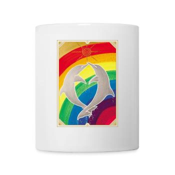Delfin Regenbogen Energie - Sonja Ariel von Staden - Tasse - Weiß - Vorne