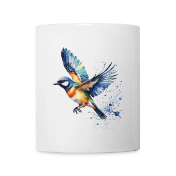 Fliegender Vogel in Aquarell - Lebe deine Liebe - Tasse - Weiß - Vorne