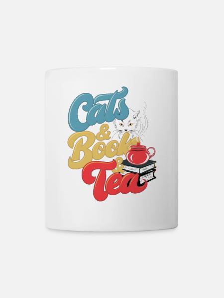 Katzen und Tee Druck - Tasse - Weiß