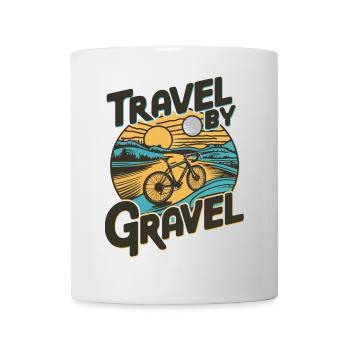 Voyage sur le gravier : coucher de soleil rétro à vélo - Mug blanc - blanc - Devant