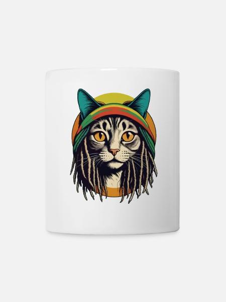 Chat rasta cool - Mug blanc - blanc