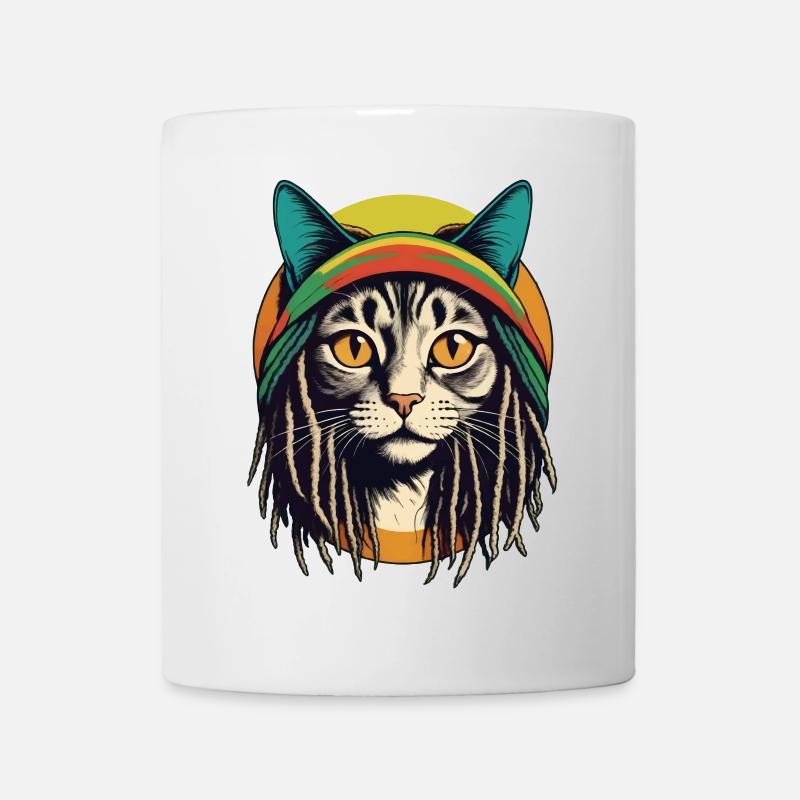 Chat rasta cool - Mug blanc - blanc