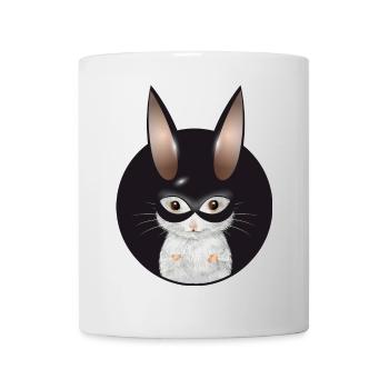 Cute White Mouse with Bunny Mask in Patch - Mug - white - Front