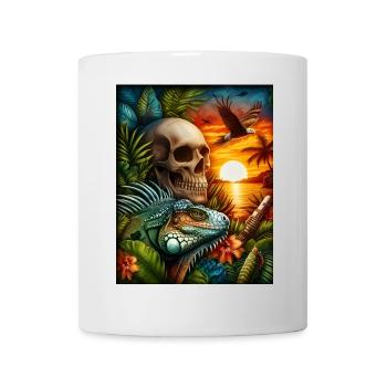 Iguane au coucher du soleil - Mug blanc - blanc - Devant