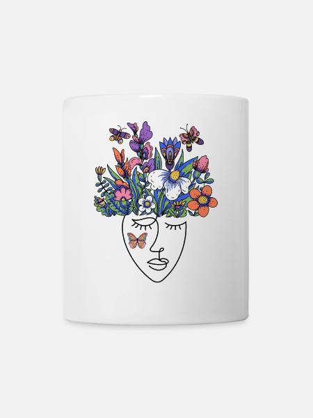Floral fantasy motif with butterflies - Mug - white