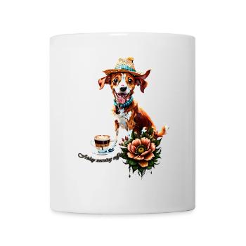 Ein glücklicher Cartoon-Hund mit Hut - Tasse - Weiß - Vorne