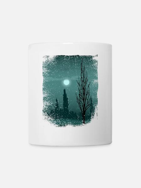 Moon shimmers on trees - Mug - white