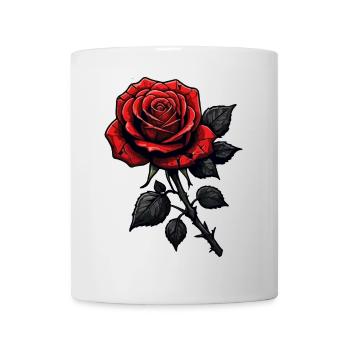 Illustration rose foncé avec pétales rouges - Mug blanc - blanc - Devant