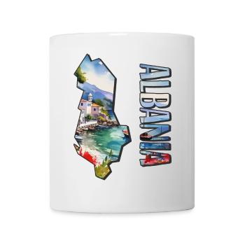 Aquarell Landkarte Albanien - Tasse - Weiß - Vorne