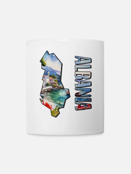 Carte à l’aquarelle Albanie - Mug blanc - blanc
