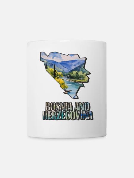 Carte à l’aquarelle de la Bosnie-Herzégovine - Mug blanc - blanc