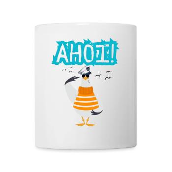Ahoi - Möwe - Kapitän - Nordsee - Ostsee - Sea - Tasse - Weiß - Vorne