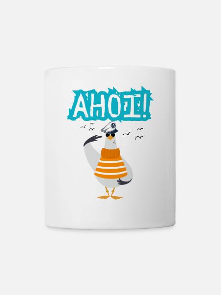 Ahoi - Möwe - Kapitän - Nordsee - Ostsee - Sea - Tasse - Weiß
