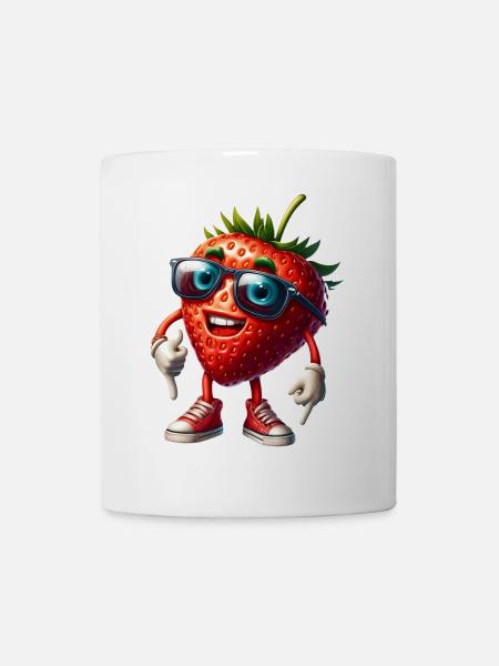 Coole Erdbeere Sommer Sonne Fruchtig Frucht - Tasse - Weiß