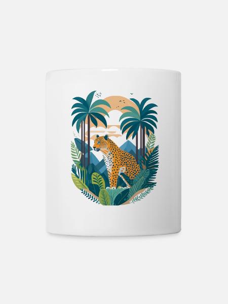 Leopard im Regenwald Illustration - Tasse - Weiß