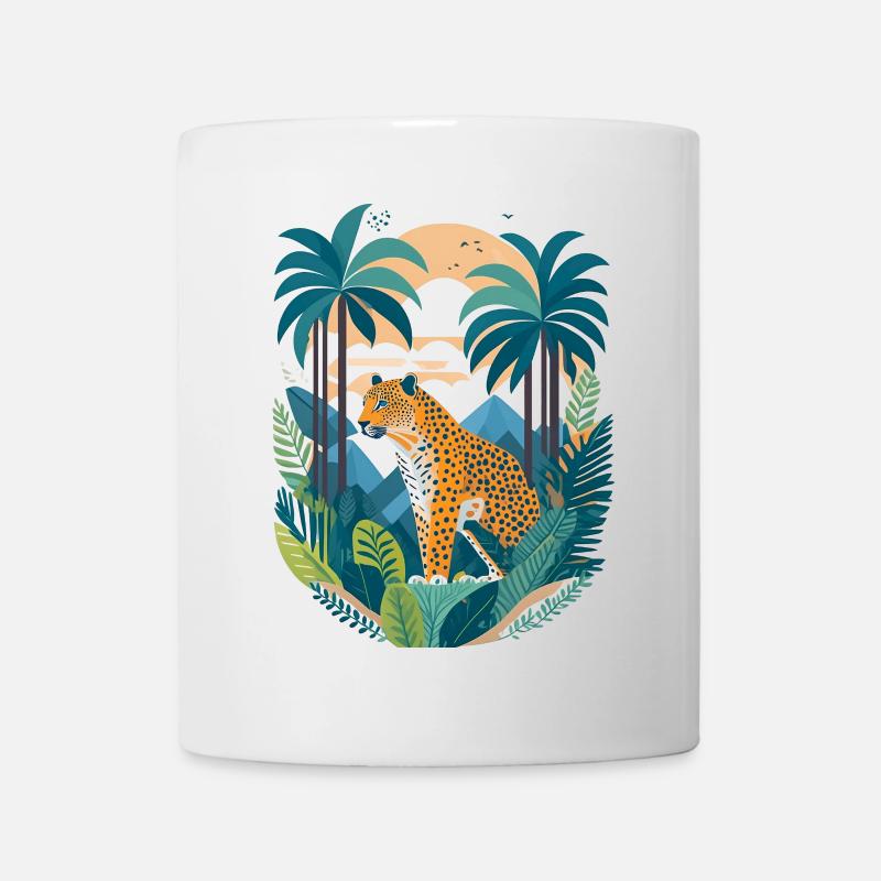 Leopard im Regenwald Illustration - Tasse - Weiß