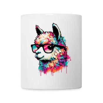 Alpaka mit Brille - Tasse - Weiß - Vorne