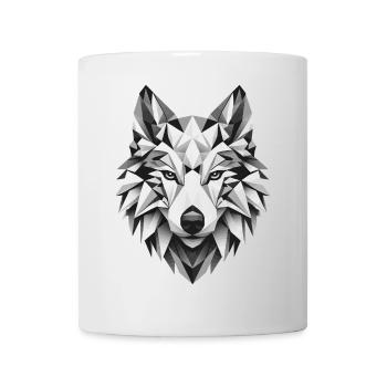 Geometric Wolf Head Polygons Motif - Mug - white - Front