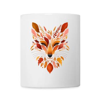 Tête de renard conçue à partir de différentes feuilles - Mug blanc - blanc - Devant