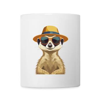 Suricate avec lunettes de soleil et chapeau de soleil - Mug blanc - blanc - Devant