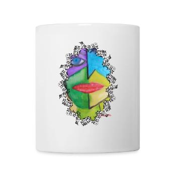 Portrait de visage coloré abstrait - Mug blanc - blanc - Devant