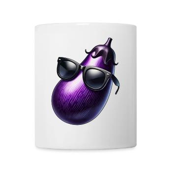 Cool eggplant with sunglasses summer fruit cool - Mug - white - Front