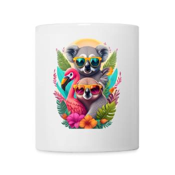 Koala, Faultier und Flamingo im Sommer - Tasse - Weiß - Vorne