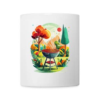 Grill im Garten - Tasse - Weiß - Vorne