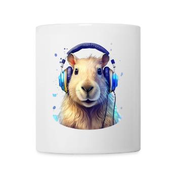 Capybara écoutant de la musique avec des écouteurs - Mug blanc - blanc - Devant