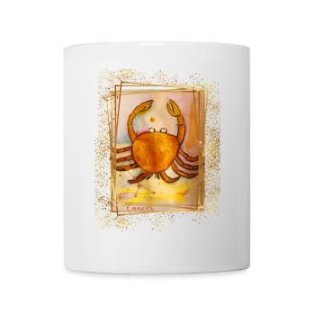 Signe du zodiaque Cancer Dessin à l’aquarelle - Mug blanc - blanc - Devant