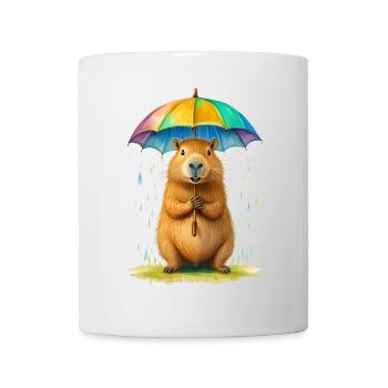 Capybara mit Regenschirm - Tasse - Weiß - Vorne