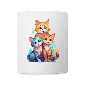 Trois chats mignons et joueurs - Mug blanc - blanc - Devant