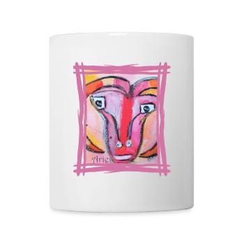 Zodiaque Bélier - Art expressionniste coloré - Mug blanc - blanc - Devant