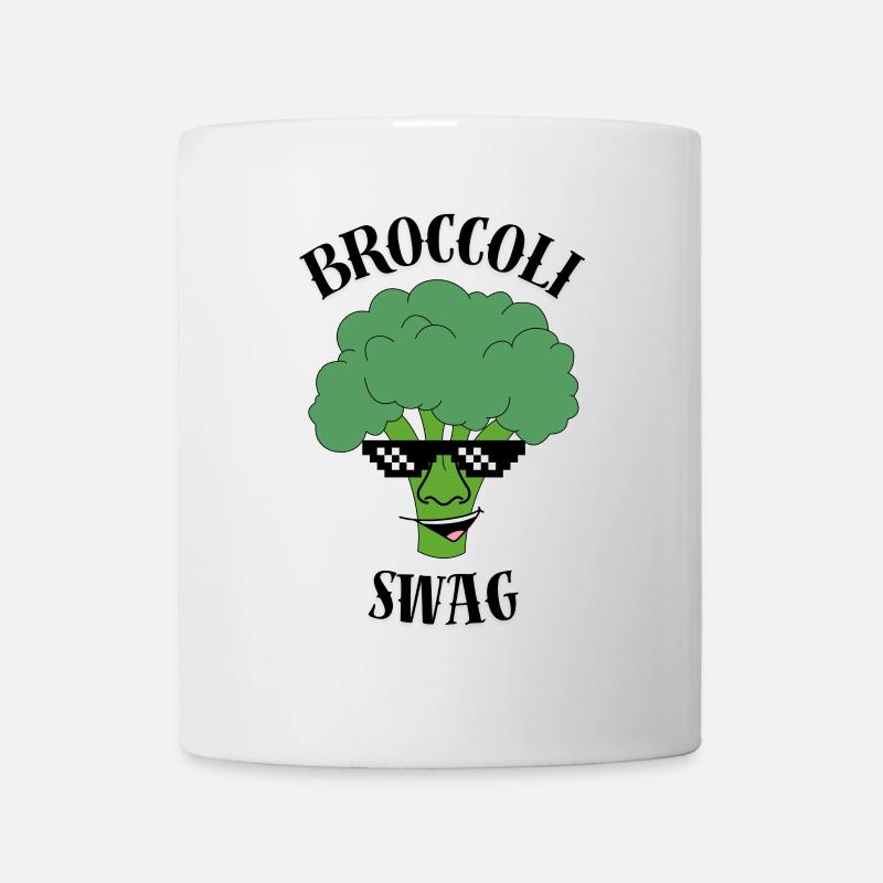 Lachende Brokkoli mit Sonnenbrille - Tasse - Weiß