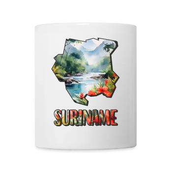 Carte à l’aquarelle du Suriname - Mug blanc - blanc - Devant