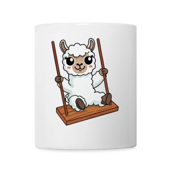 Niedliches Schaf Lamm Schaukeln Spielplatz Cartoon - Tasse - Weiß - Vorne