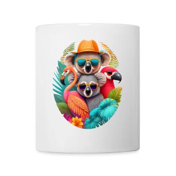 Koala, Faultier und Flamingo im Sommer - Tasse - Weiß - Vorne