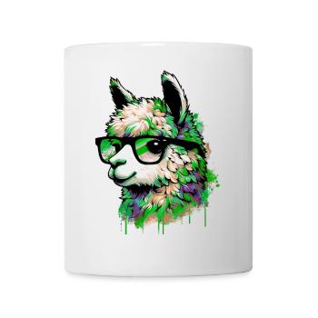 Alpaka mit Brille - Tasse - Weiß - Vorne