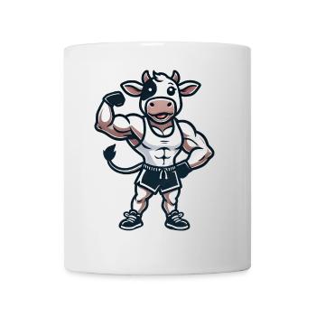 Kuh Bulle Fitness Workout Gym Training Bodybuilder - Tasse - Weiß - Vorne