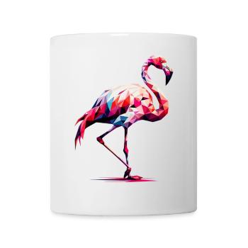 Flamant rose polygonal - Mug blanc - blanc - Devant