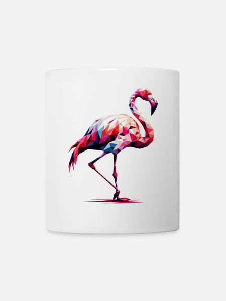 Polygonaler Flamingo - Tasse - Weiß