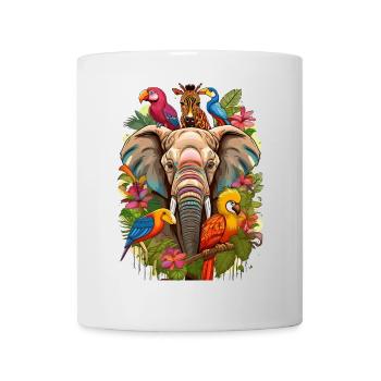 Illustration afrikanischer Tiere - Tasse - Weiß - Vorne