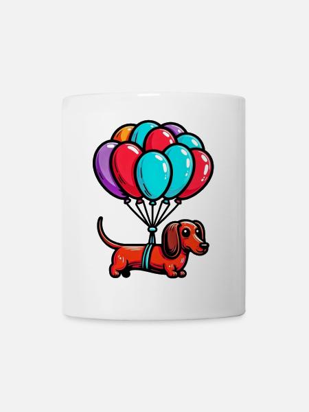 Dackelhund mit Luftballons - Tasse - Weiß