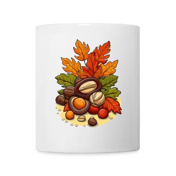 Nuts and autumnal leaves suitable for autumn - Mug - white - Front