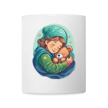 Ein schlafendes Kind mit seinem Teddy - Tasse - Weiß - Vorne