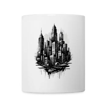 Black city in grunge style - Mug - white - Front