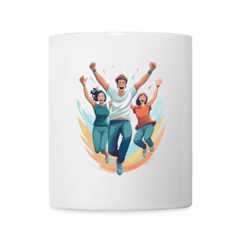 Vor Freude hüpfen - Tasse - Weiß - Vorne